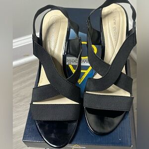 Andrew Geller Lynton Black Elastic Shoes Womens Size 8